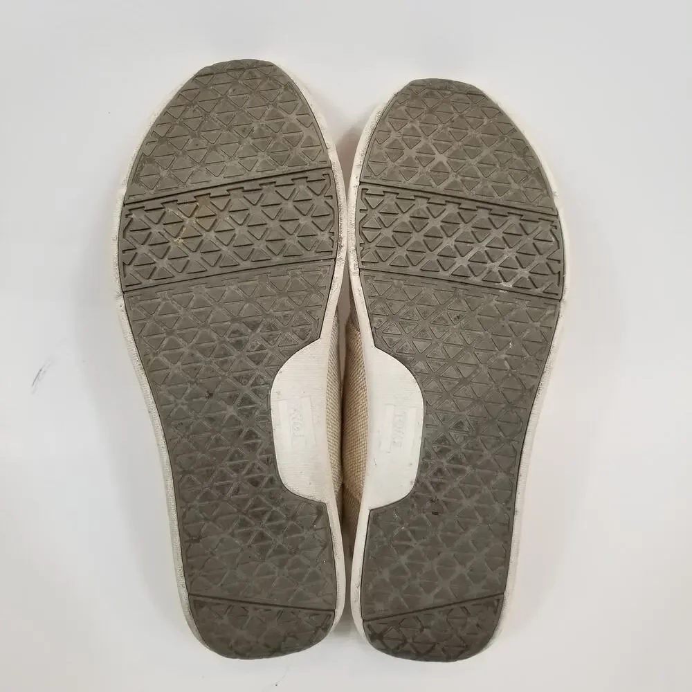 TOMS Women's Cream Canvas Lace Up Sneakers Size 8.5